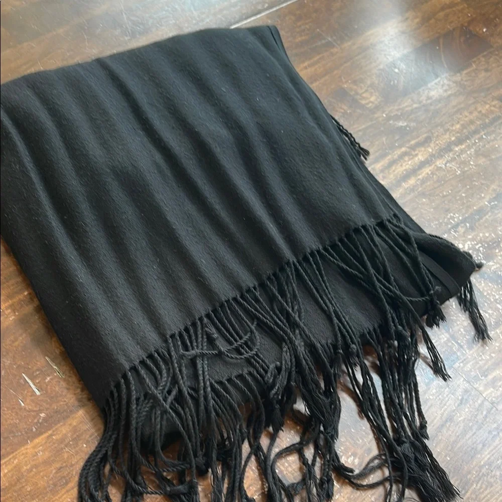Solid Black Fringe Women's Scarf Shawl Pashmina Soft Oversized Blanket Warm OS
